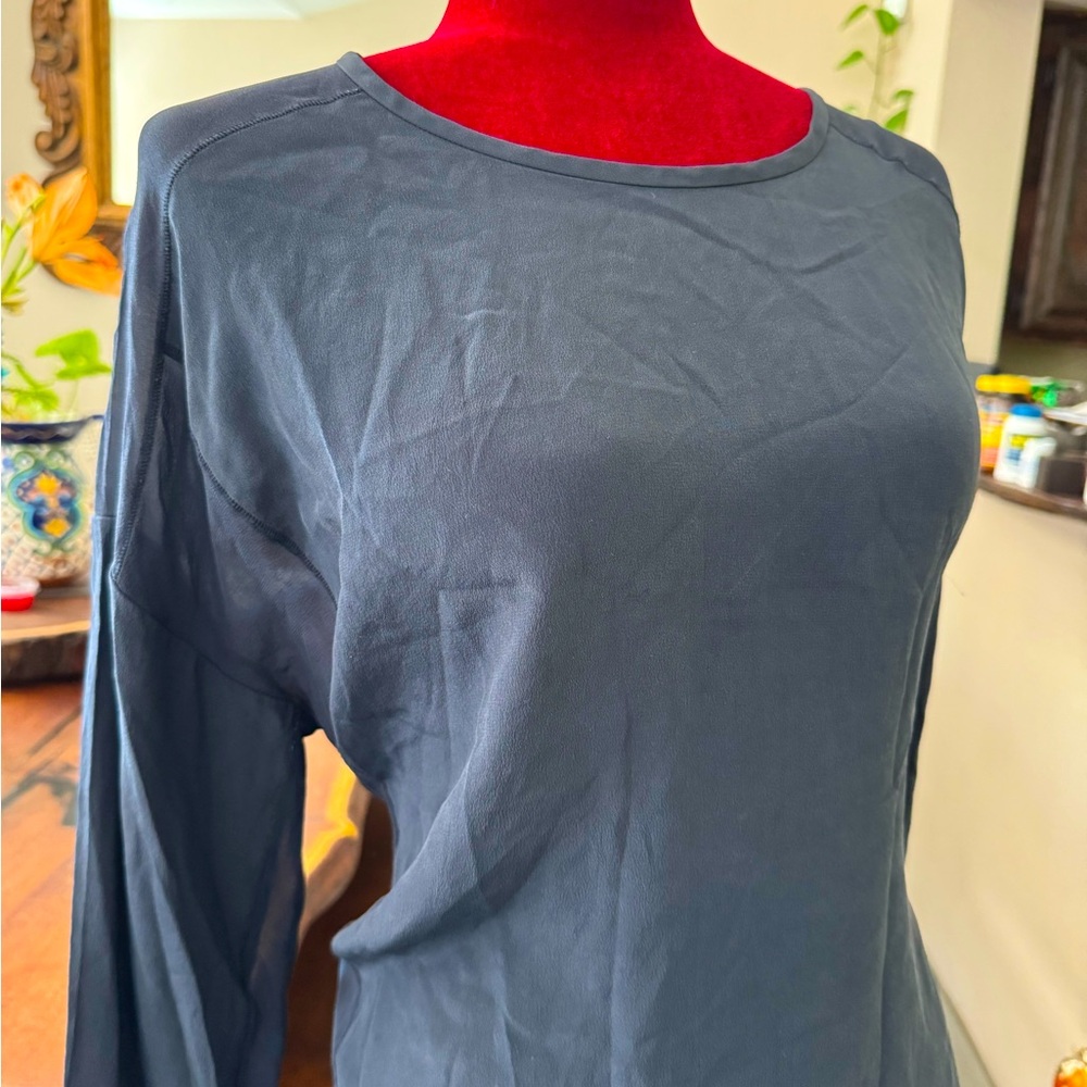 VINCE. Gray Fitted Long Sleeve T-Shirt